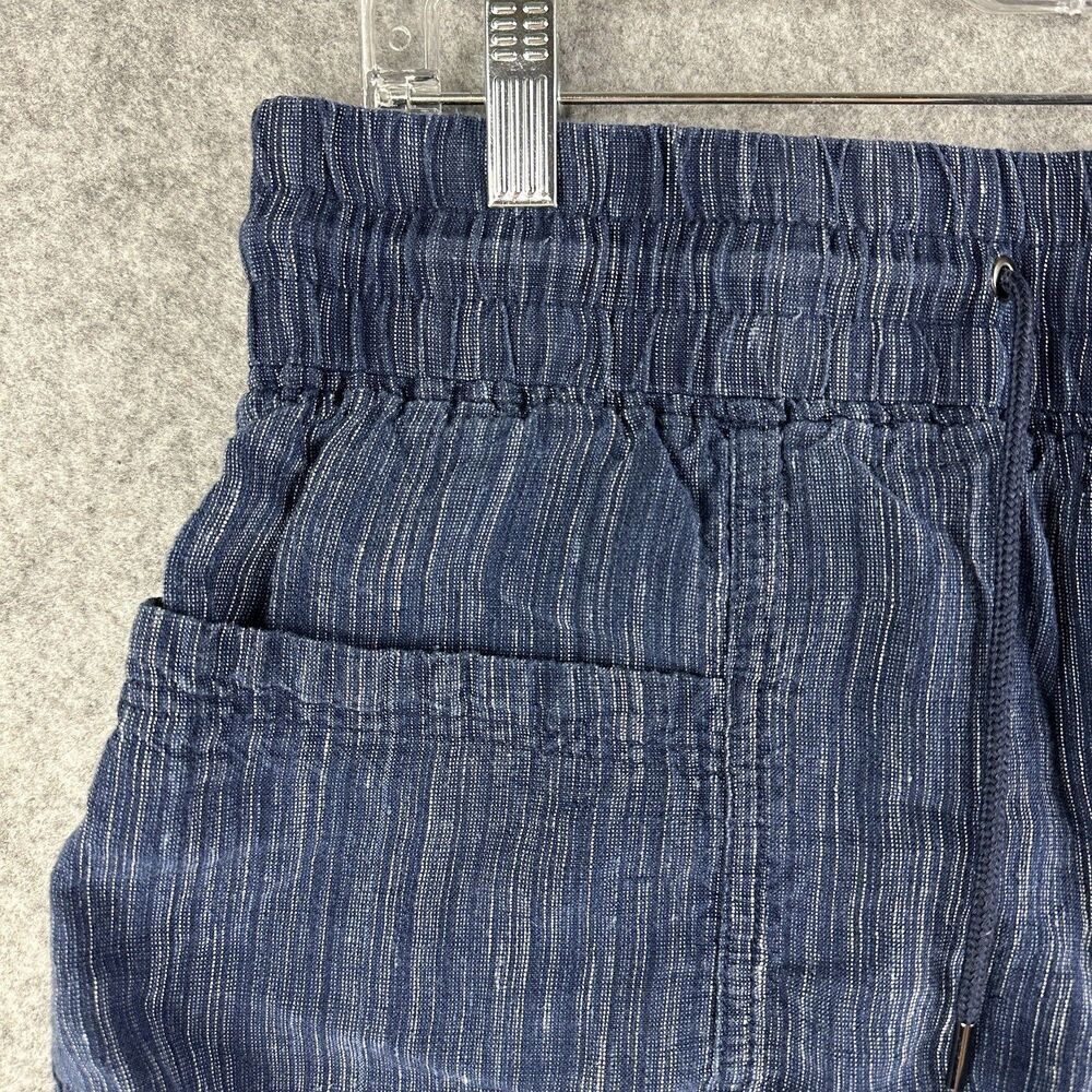 Athleta Cabo Linen Textured Shorts Womens 10 Blue Pull On Drawtstring Pockets 4" - Picture 2 of 13